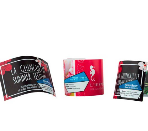 Servilletero con tarjeta de visita desprendible para captación de clientes