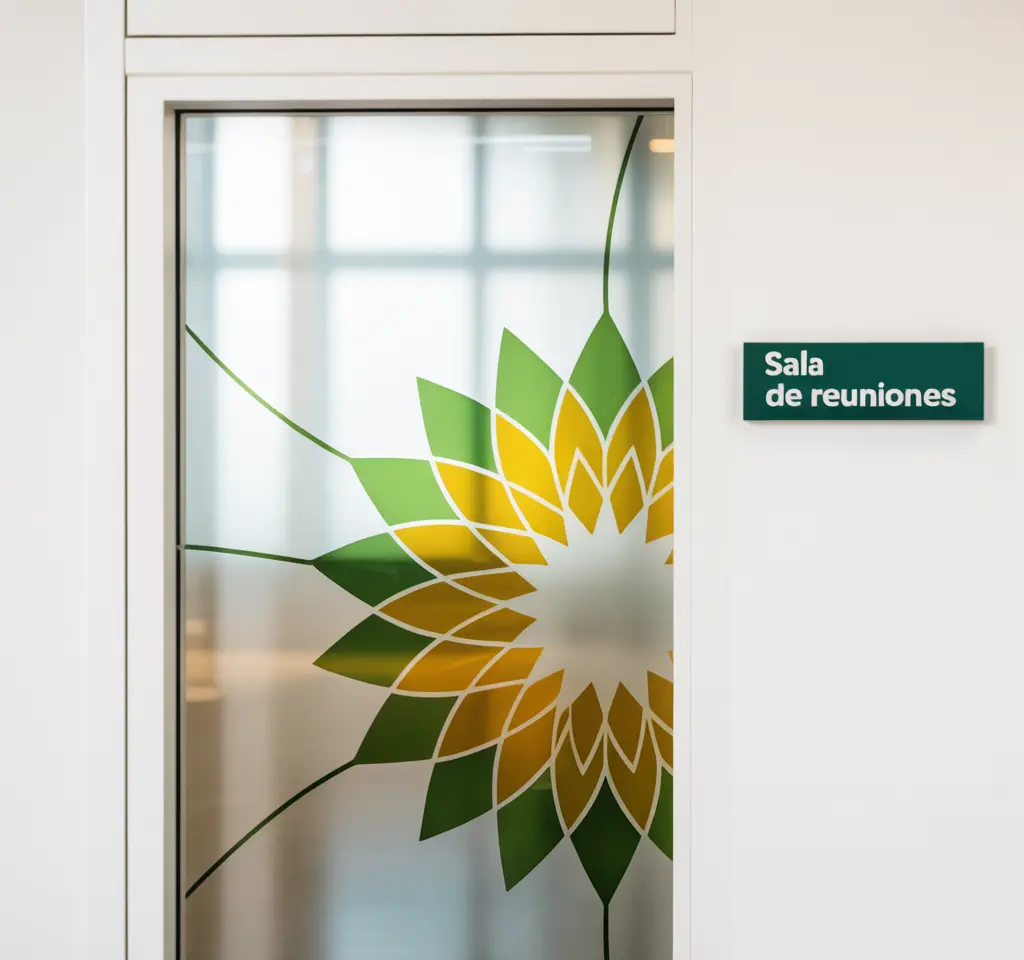 Vinilo ácido impreso en cristal de oficina